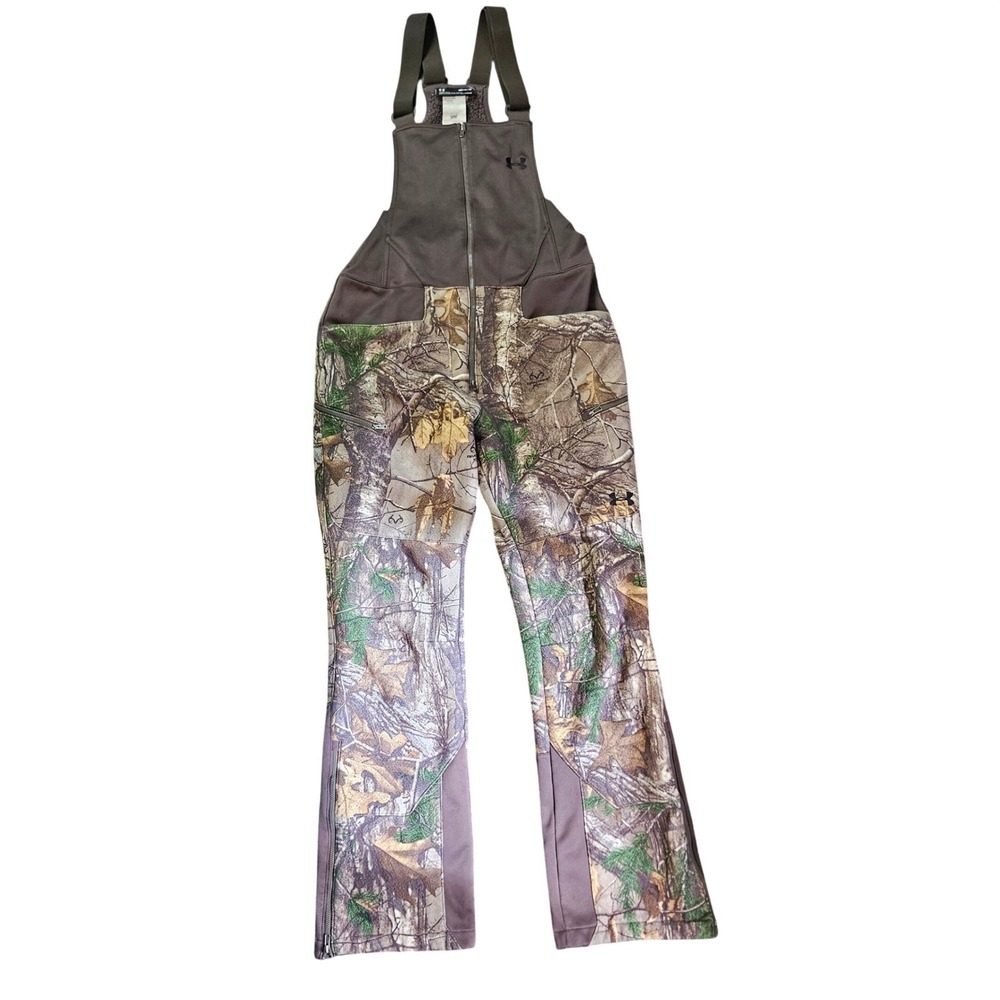 Under Armour ColdGear Realtree Xtra Camo Hunting Bibs Mens Medium Brown Storm